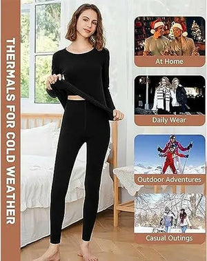 Women's Thermal Underwear Long Johns with Lined Base Layer Cold Weather Pajamas Sets