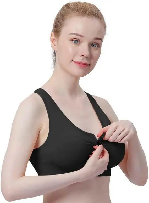 Women's Zip Front Sports Bra Wireless Post-Surgery Bra Active Yoga Sports Bras
