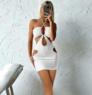 Bodycon Midi Dress Women's white dress for beach party evening