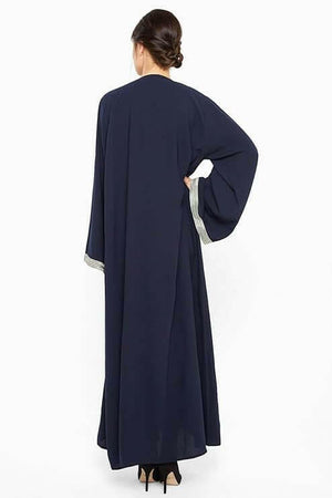 Women's Navy Blue Abaya Made With Fine Fabric, Comes With Matching Hijab