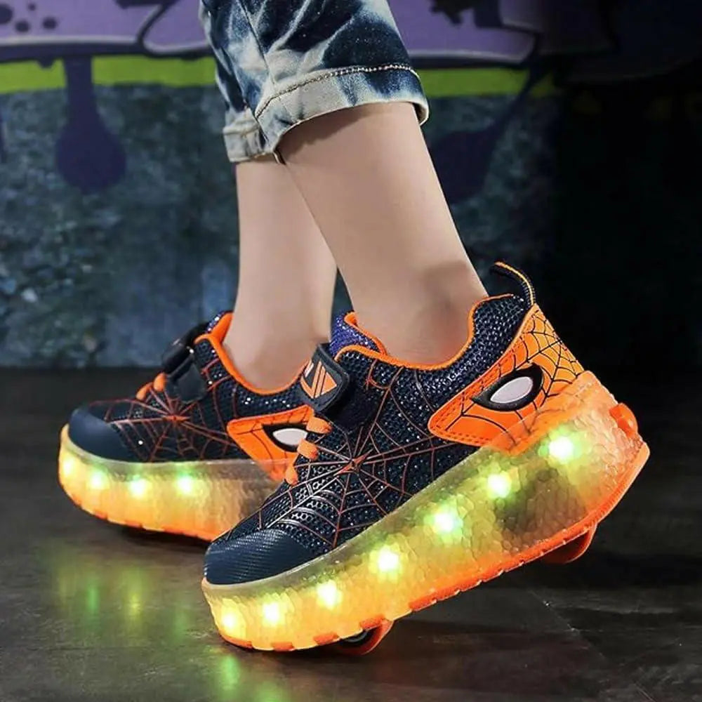 XAQA Upgraded USB Rechargeable Sparkle Skate LED Light up shoes with Removable Wheels & Unique Design - Perfect Birthday and Christmas Gift for Kids