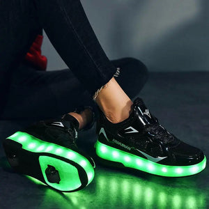 XAQA Upgraded USB Rechargeable Sparkle Skate LED Light up shoes with Removable Wheels & Unique Design - Perfect Birthday and Christmas Gift for Kids