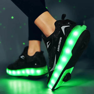 XAQA Upgraded USB Rechargeable Sparkle Skate LED Light up shoes with Removable Wheels & Unique Design - Perfect Birthday and Christmas Gift for Kids