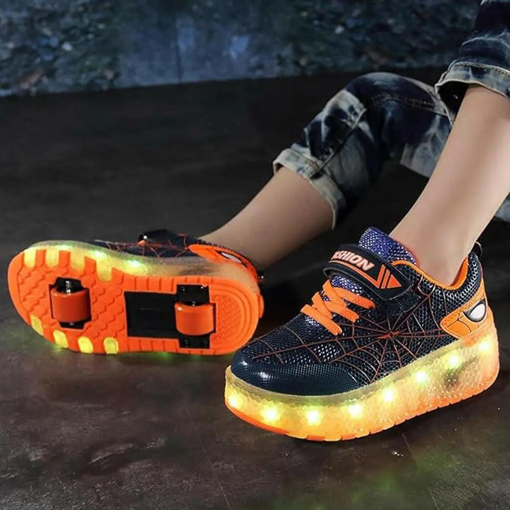 XAQA Upgraded USB Rechargeable Sparkle Skate LED Light up shoes with Removable Wheels & Unique Design - Perfect Birthday and Christmas Gift for Kids