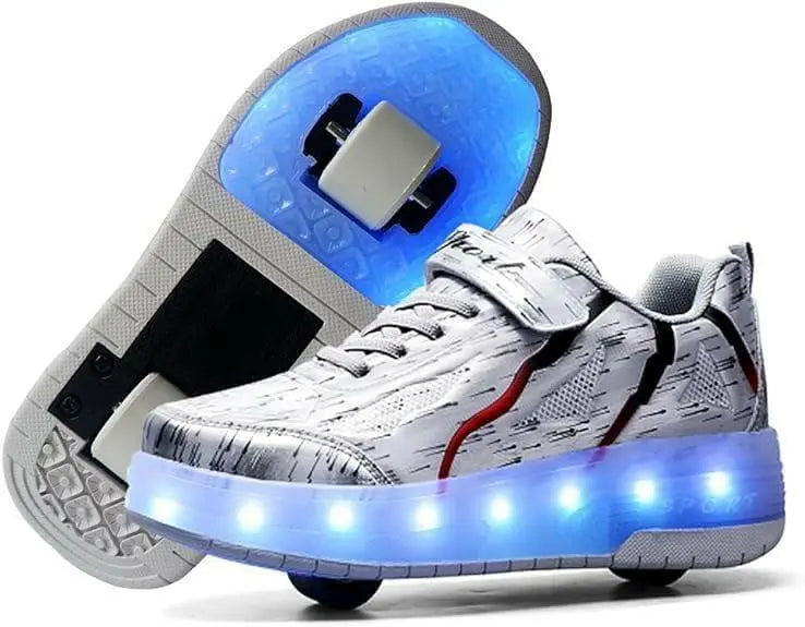 XAQA Upgraded USB Rechargeable Sparkle Skate LED Light up shoes with Removable Wheels & Unique Design - Perfect Birthday and Christmas Gift for Kids