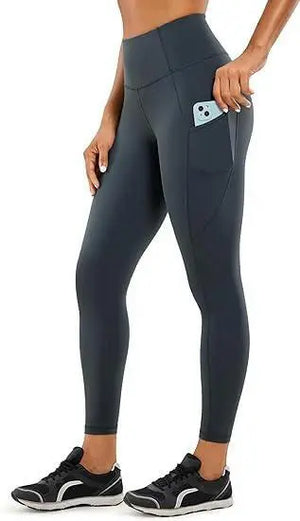 YOGA Women's Naked Feeling Workout Leggings 25 Inches - High Waisted Yoga Pants with Side Pockets