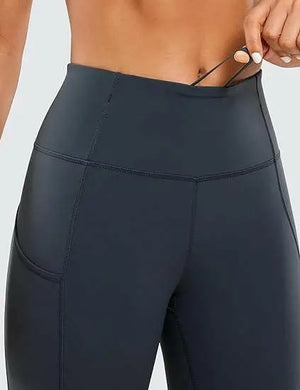 YOGA Women's Naked Feeling Workout Leggings 25 Inches - High Waisted Yoga Pants with Side Pockets