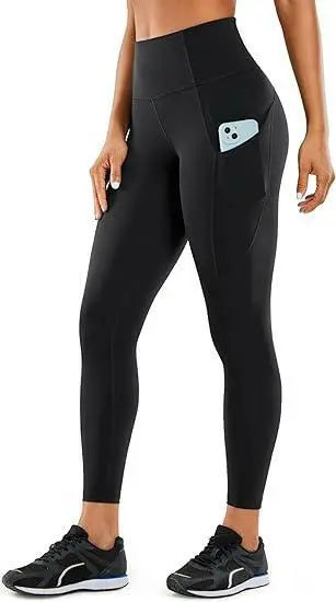 YOGA Women's Naked Feeling Workout Leggings 25 Inches - High Waisted Yoga Pants with Side Pockets