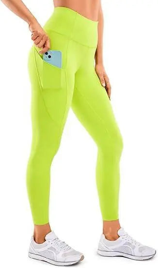 YOGA Women's Naked Feeling Workout Leggings 25 Inches - High Waisted Yoga Pants with Side Pockets