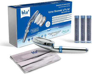 blu Ionic Shower Filter - Skin & Haircare - Removes Chlorine & Harmful Pollutants - Prevents Hair Loss & Moisturize your Skin - Handheld - Chrome