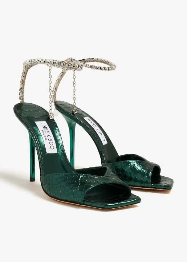 JIMMY CHOO Saeda 100 Sandals, Italian Made Sandals For Women
