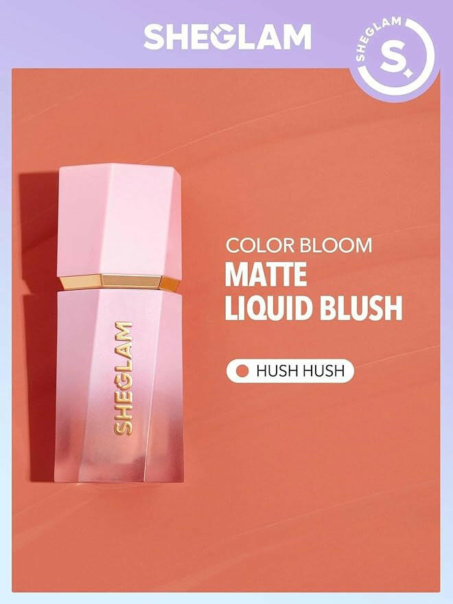 Sheglam Blush Shades Makeup - Color Bloom Liquid Blush Matte Finish - Long-wearing Waterproof Gel-Cream Blush with Sponge Tip Applicator (Hush Hush), 60.0 grams