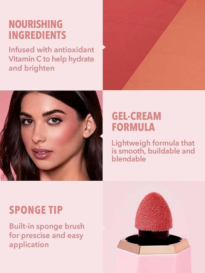 SHEGLAM Makeup - Color Bloom Liquid Blush Matte Finish - Long-wearing Waterproof Gel-Cream Blush with Sponge Tip Applicator (Hush Hush), 60.0 grams
