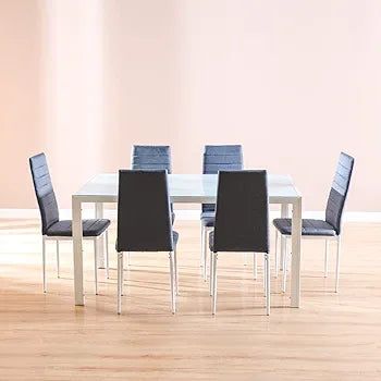 Home 7-Piece Rectangular Dining table Set | Durable Kitchen Dining Table with 6 Dining Chairs | Modern design furniture for home and dining room